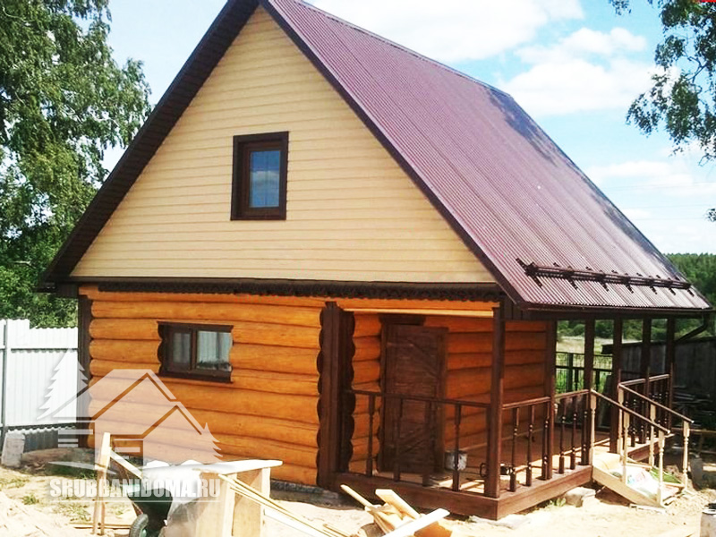 Сруб бани 3х5 с террасой и мансардой 1