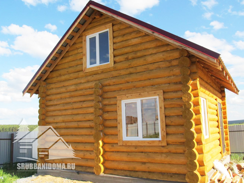 Сруб бани 4х6 с мансардой