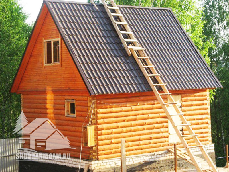 Сруб бани 5х5 с мансардой