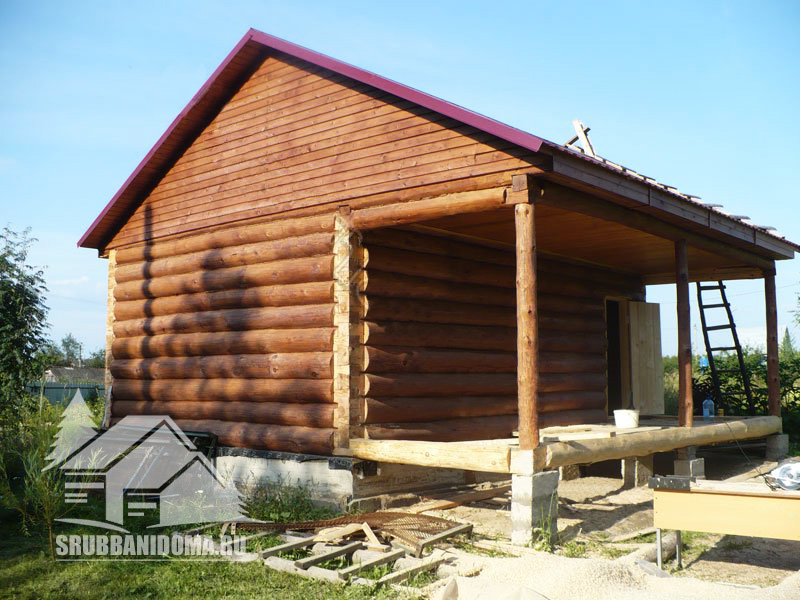 Сруб бани 5х6 с террасой 2