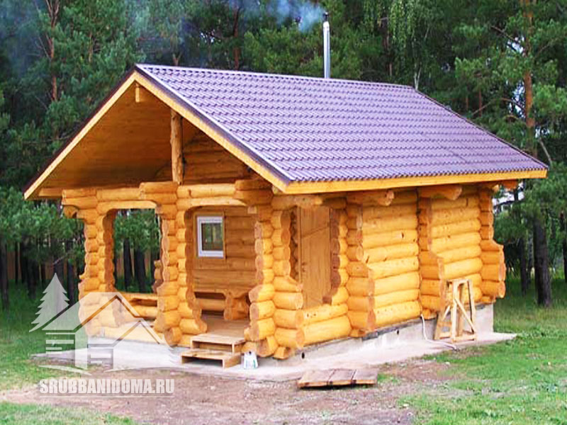 Сруб бани 5х7 с террасой