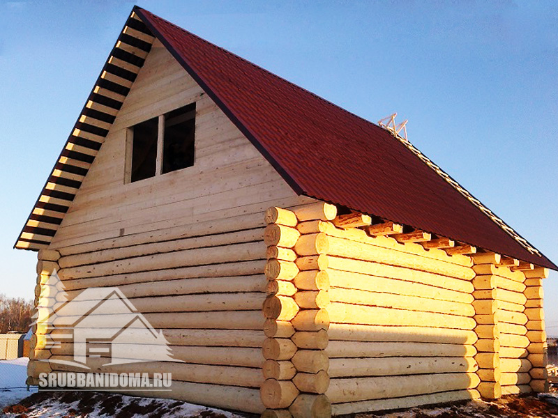 Сруб бани 6х6 с мансардой