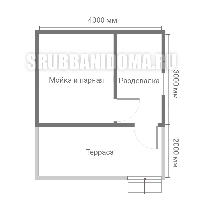 Сруб бани 3х4 с террасой 4