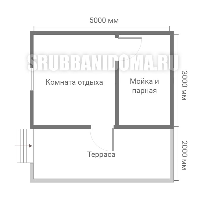 Сруб бани 3х5 с террасой 4