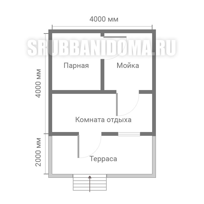 Сруб бани 4х4 с террасой 5