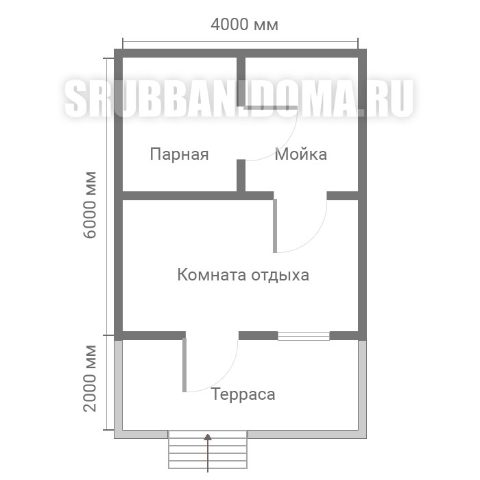 Сруб бани 4х6 с террасой 6