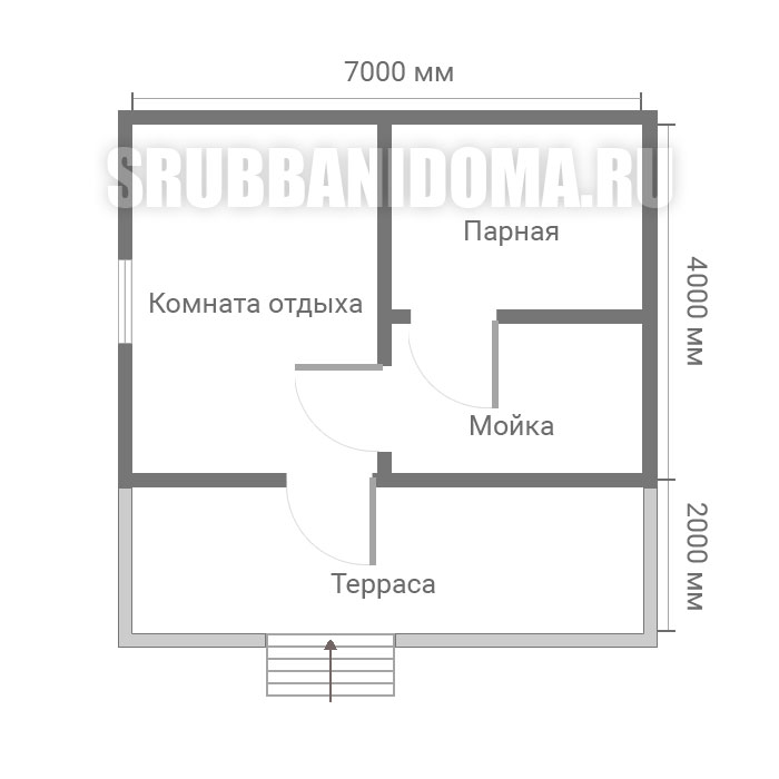 Сруб бани 4х7 с террасой 5