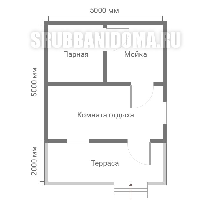 Сруб бани 5х5 с террасой 3
