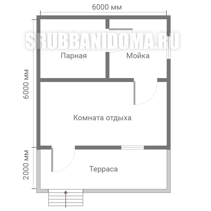 Сруб бани 6х6 с террасой 4