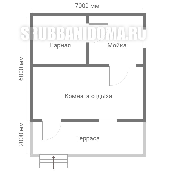 Сруб бани 6х7 с террасой 5